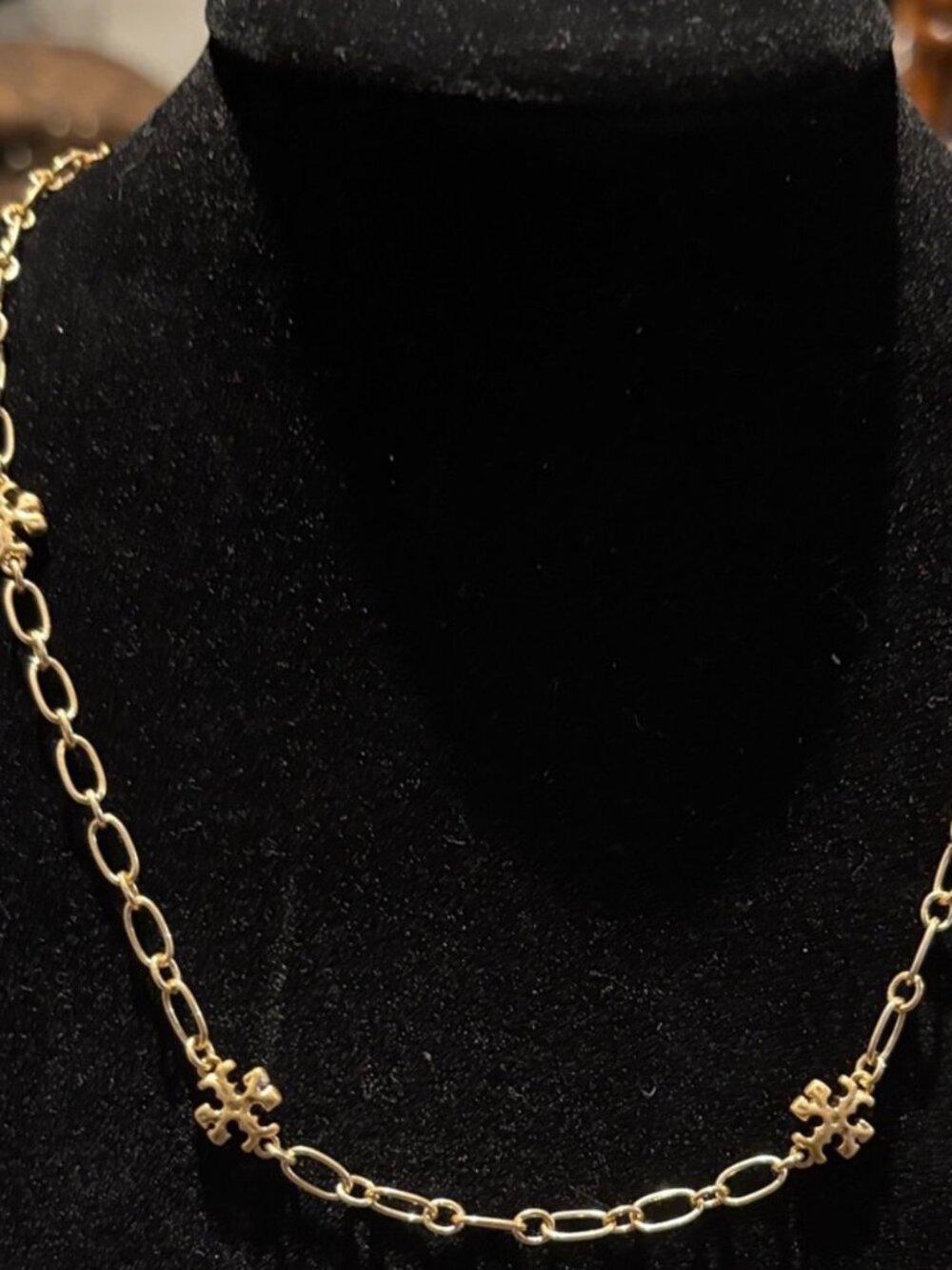 Tory Burch Roxanne Gold Logo Station Necklace